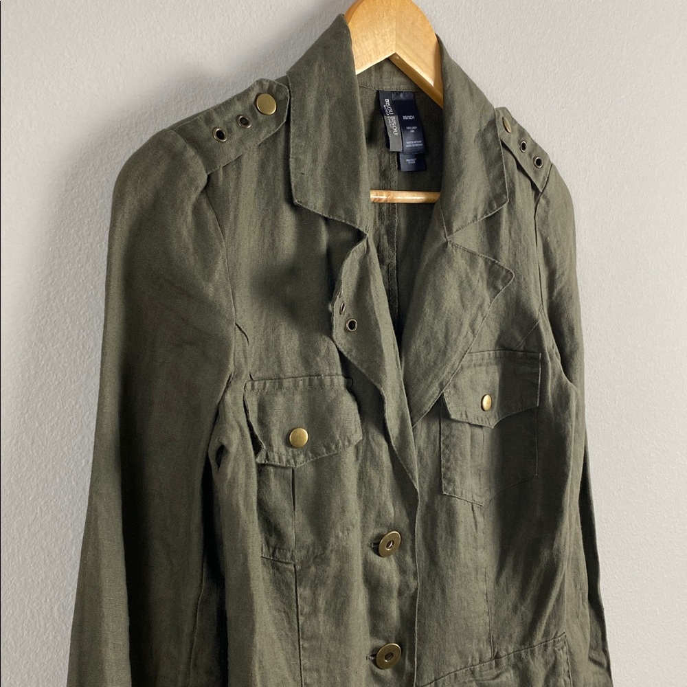 Bisou Bisou Michele Bohbot Linen Blazer Jacket | Olive - Picture 8 of 14